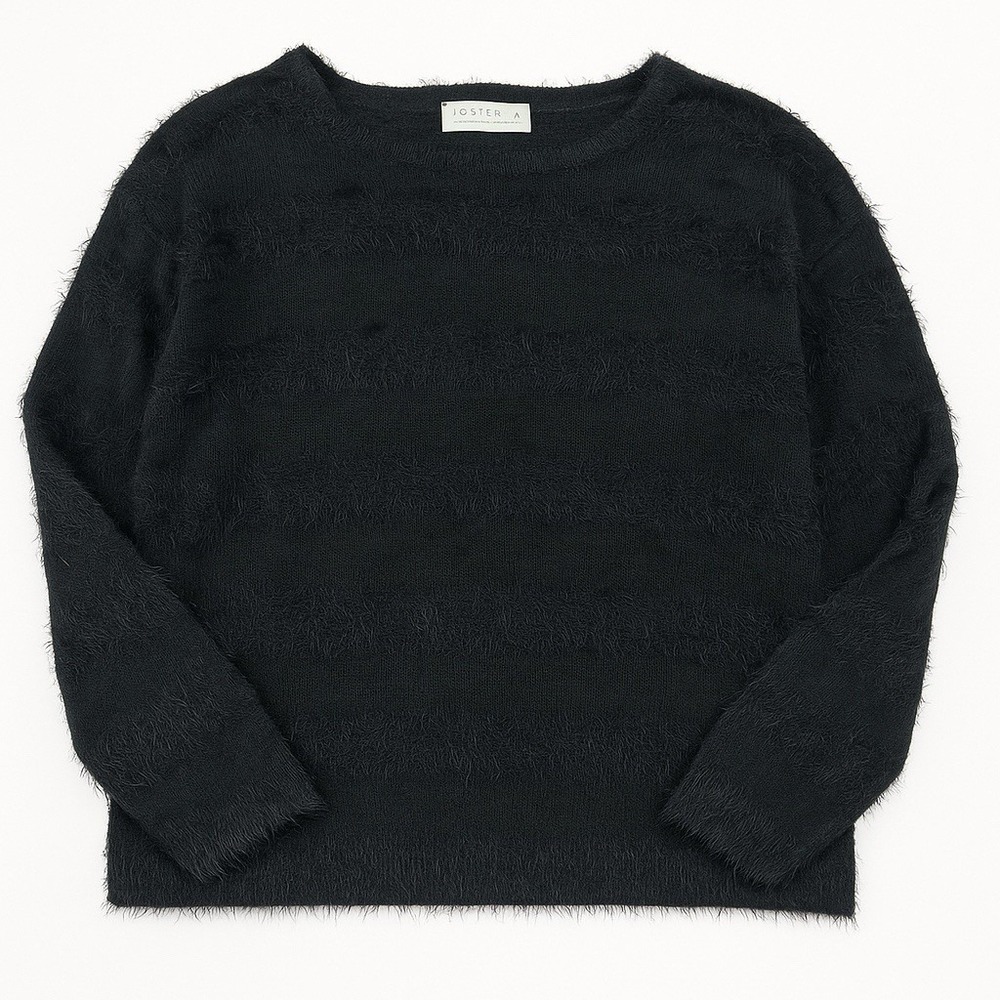 Joseph A Black Fuzzy Eyelash Knit Sweater Women’s XXL / 2X Soft Cozy Pullover - Picture 2 of 10